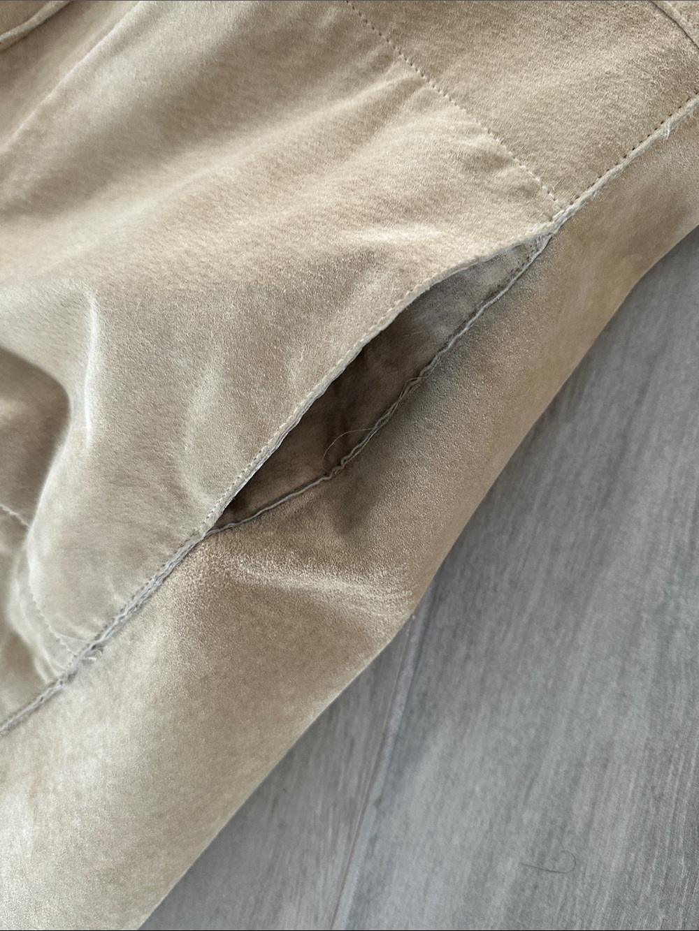 Leather Long Beige Faux Fur Trim Trench Coat - Picture 3 of 6